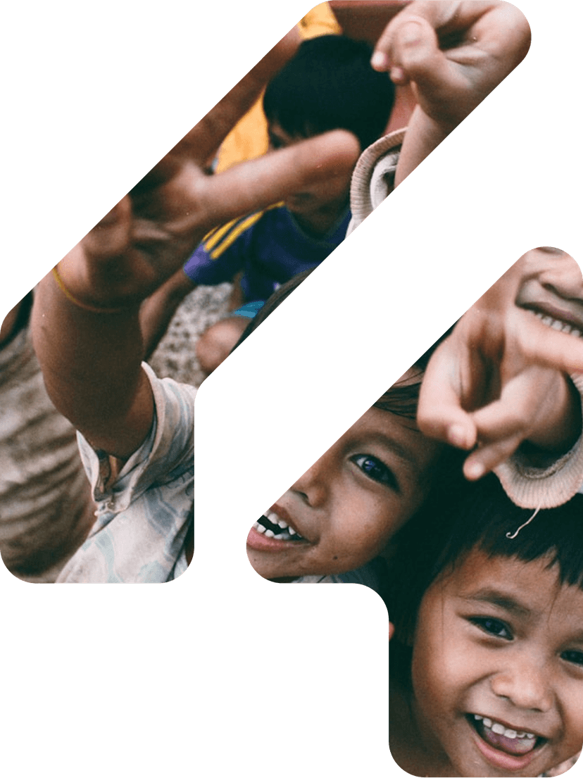 Children portraits in union shape